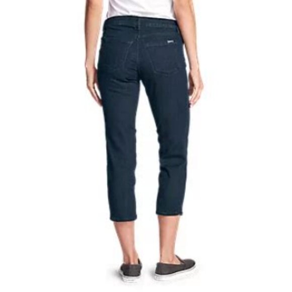 NWOT Eddie Bauer Curvy Crop Mid-rise Jeans, Dark Wash, Size 2 - Picture 2 of 11